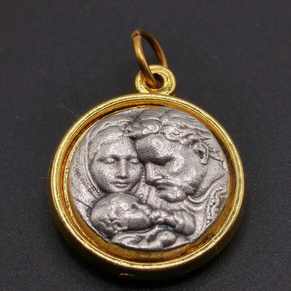 1 Metal, Two Toned Holy Spirit Holy Family Two Sided Medal, 3/4 Inch - Picture 1 of 5